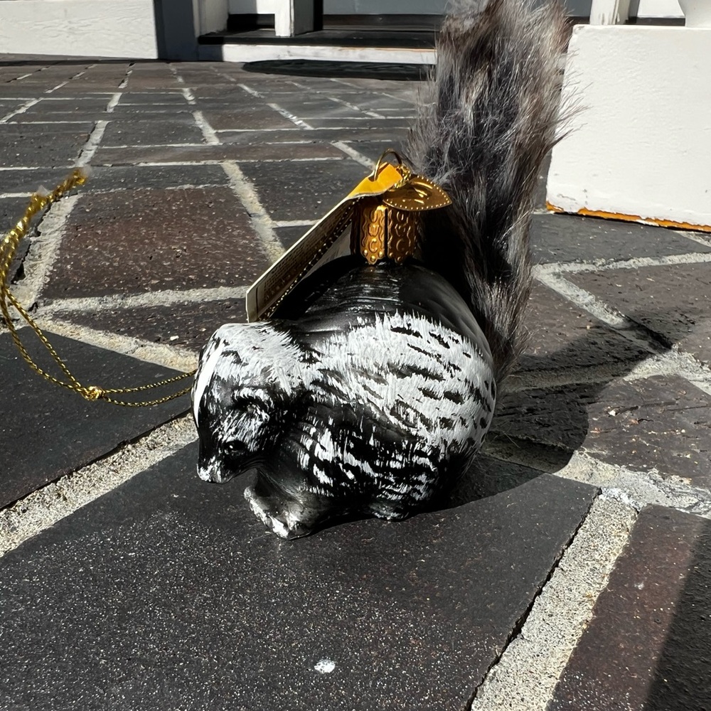 NWT Old World Christmas Glass Skunk Christmas Ornament